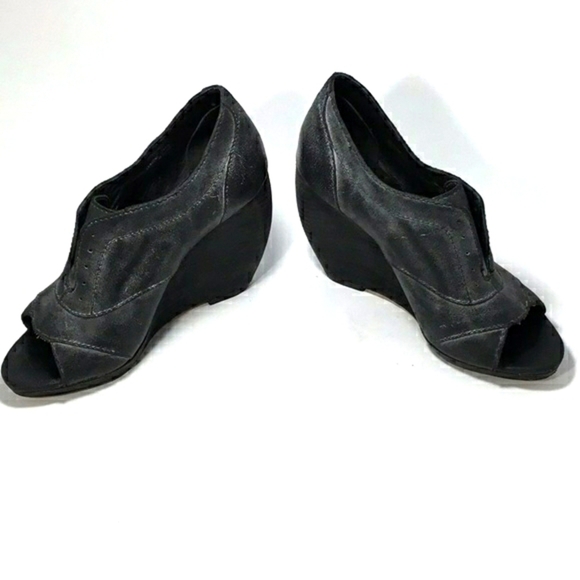 Joe's Jeans Cristy Open Toe Wedge Booties In Charcoal Size 8 - Picture 12 of 13